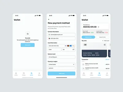Secure Digital Wallet System addcard card currency digital currency digital currency experience digitalwallet figma figmadesign fintech fintech ui payment payment interface transaction history transection ui uiux wallet