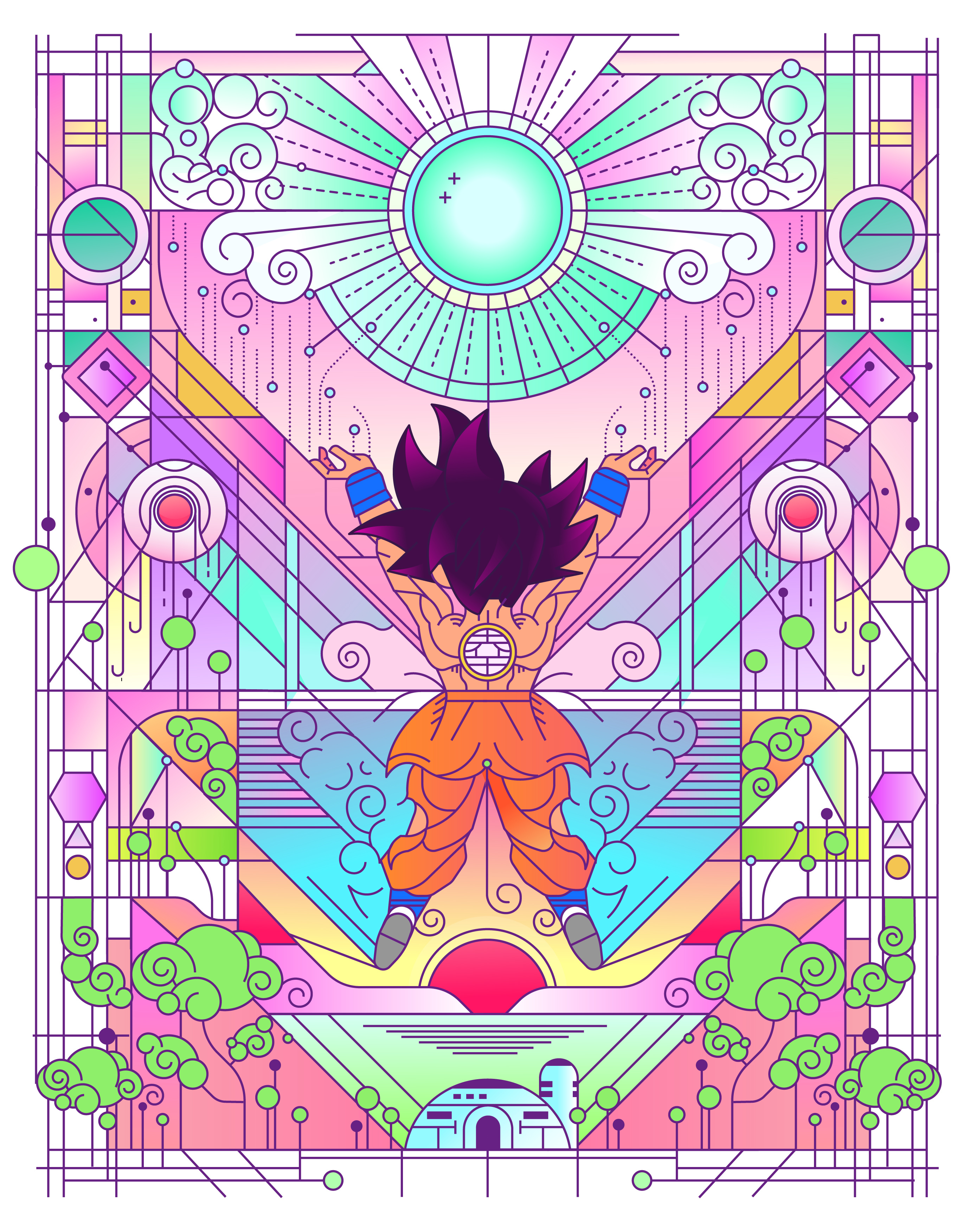 Son Goku branding character concept illustration stroke vector