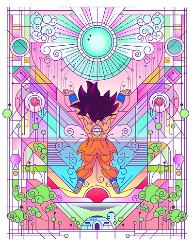 Son Goku branding character concept illustration stroke vector