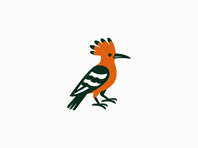 Stylized Hoopoe Bird Logo animal bird branding design emblem hoopoe icon identity illustration logo mark nature symbol vector wildlife