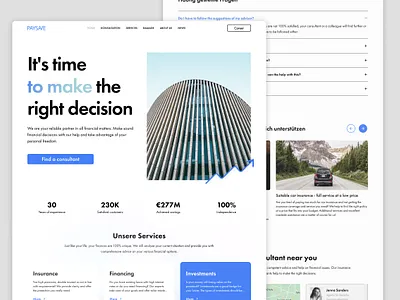 Financial Advice Home Page Website design ui ux