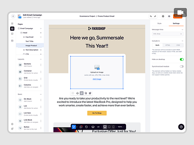 Ecomiq — Create, Publish, and Track Email Campaign Performance animation b2b crm dashboard ecommerce email campaign marketing marketplace online shop online store product design saas saas design site builder ui ux web app web builder web design