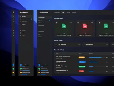 SaaS Dashboard - Lookscout Design System clean dark dashboard design layout saas ui user interface ux web application webapp
