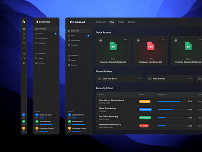 SaaS Dashboard - Lookscout Design System clean dark dashboard design layout saas ui user interface ux web application webapp