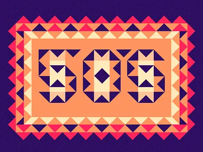 50's 50 colors geometric illustration lettter logo retro