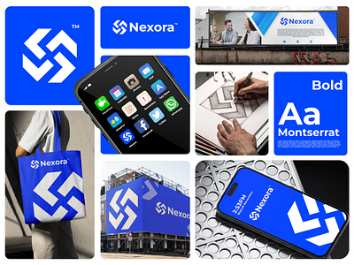 Nexora Logo And Visual Branding Identity Design brand identity branding corporate branding creative portfolio geometric logo logo design minimal logo modern identity tech branding visual design