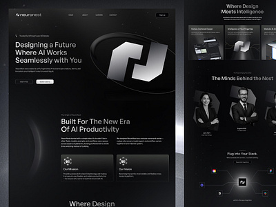 NeuroNest - Futuristic AI Productivity SaaS Website About Page ai ai assistant branding company profile copilot dark elegant gradient landing page luxury minimalist modern professional startup ui ui design web web design website website design