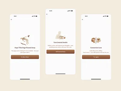 Empty States That Guide, Not Frustrate - Designing Calm in Chaos 404 app design clean ui empty screeen emptystatedesign errorscreens illustration mindfulnessapp mobileappdesign productdesign uiux userinterface
