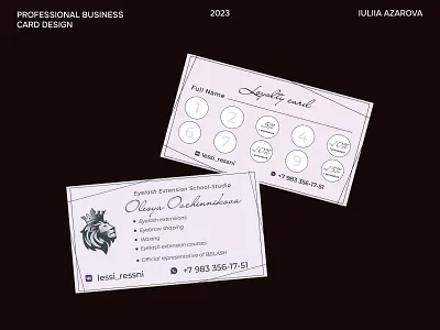 Loyalty card for eyelash extension specialists beauty beauty branding beauty salon branding clean design corporate identity cosmetic design eyelash extensions feminine design foil lash artist lashes loyalty card membership card print design print ready reward program spot uv stationery vector