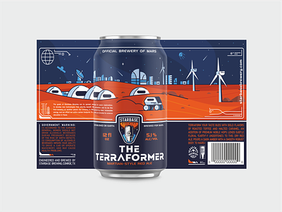 Terraformer beer can beer label branding colony craft beer design earth exploration graphic design illustration mars mocup nasa outerspace planets space space city space x terraforming vector