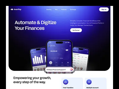 AxenPay - Fintech website design crypto digital banking finance card financial company financial service financial services website financial website fintech dashboard fintech header fintech website fintech website design investment design investment platform ui payment processing payments top design agency 2025 ui ux uiux agency website header