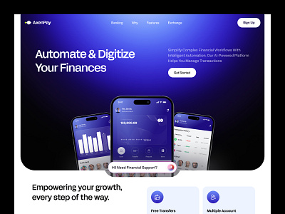 AxenPay - Fintech website design crypto digital banking finance card financial company financial service financial services website financial website fintech dashboard fintech header fintech website fintech website design investment design investment platform ui payment processing payments top design agency 2025 ui ux uiux agency website header