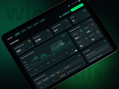 WindPulse — Smart Wind Farm Monitoring Dashboard ai analytics branding clean ui dark ui dashboard data visualization energy tech illustration print product design renewable energy saas tech design typography ui ux visualization web design wind turbine