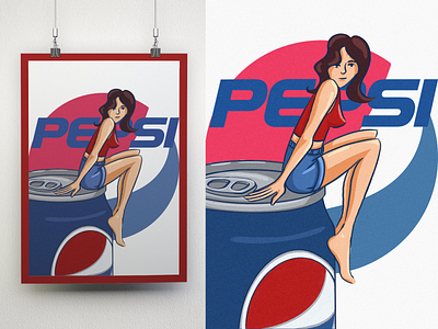 Pepsi Poster adobe illustrator advertising can cute design drink girl graphic design illustration pepsi poster procreate vintage