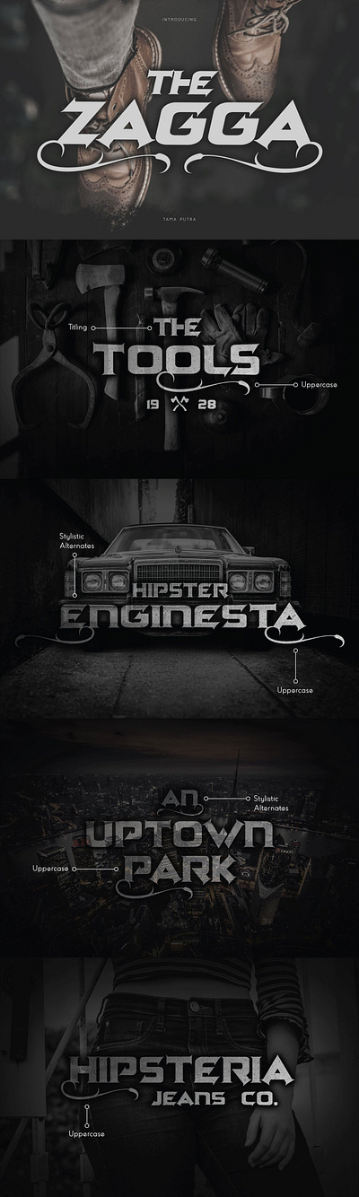 Zagga Decorative Typeface black friday blackletter branding clothing decorative design discount display display serif display font heavy bold hipster web poster title sans serif tagline slogan typeface victorian vintage zagga decorative typeface