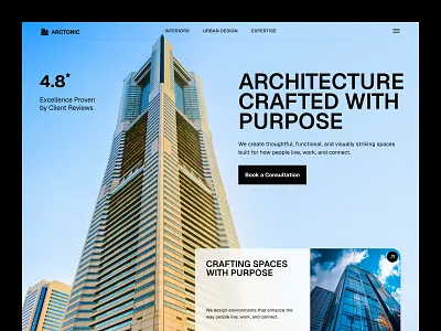Arctonic - Architecture agency website design agency architectural architecture building construction design header hero section house minimal real estate residential space ui uiux website website design