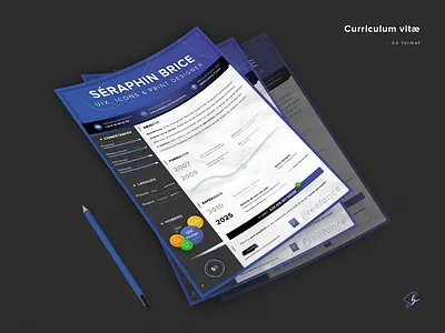 Resume a4 european format brand branding cur curriculum vitae experiences formation graphic design icons designer illustrator ai language mcokup objectif photoshop psd print designer resume senior designer skills typo typography ui ux designer ux audit