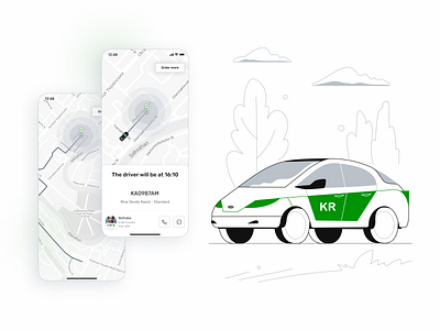 Illustration for the KR TAXI app application art car concept design drive illustration taxi ui ux