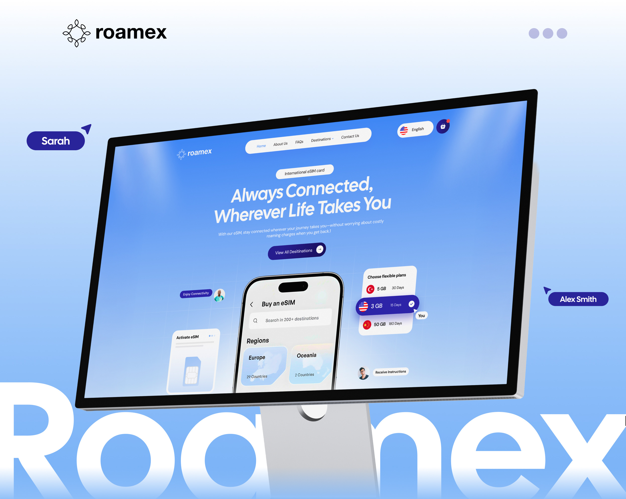 Roamex - eSIM website esim graphic design layout ui user interface ux website