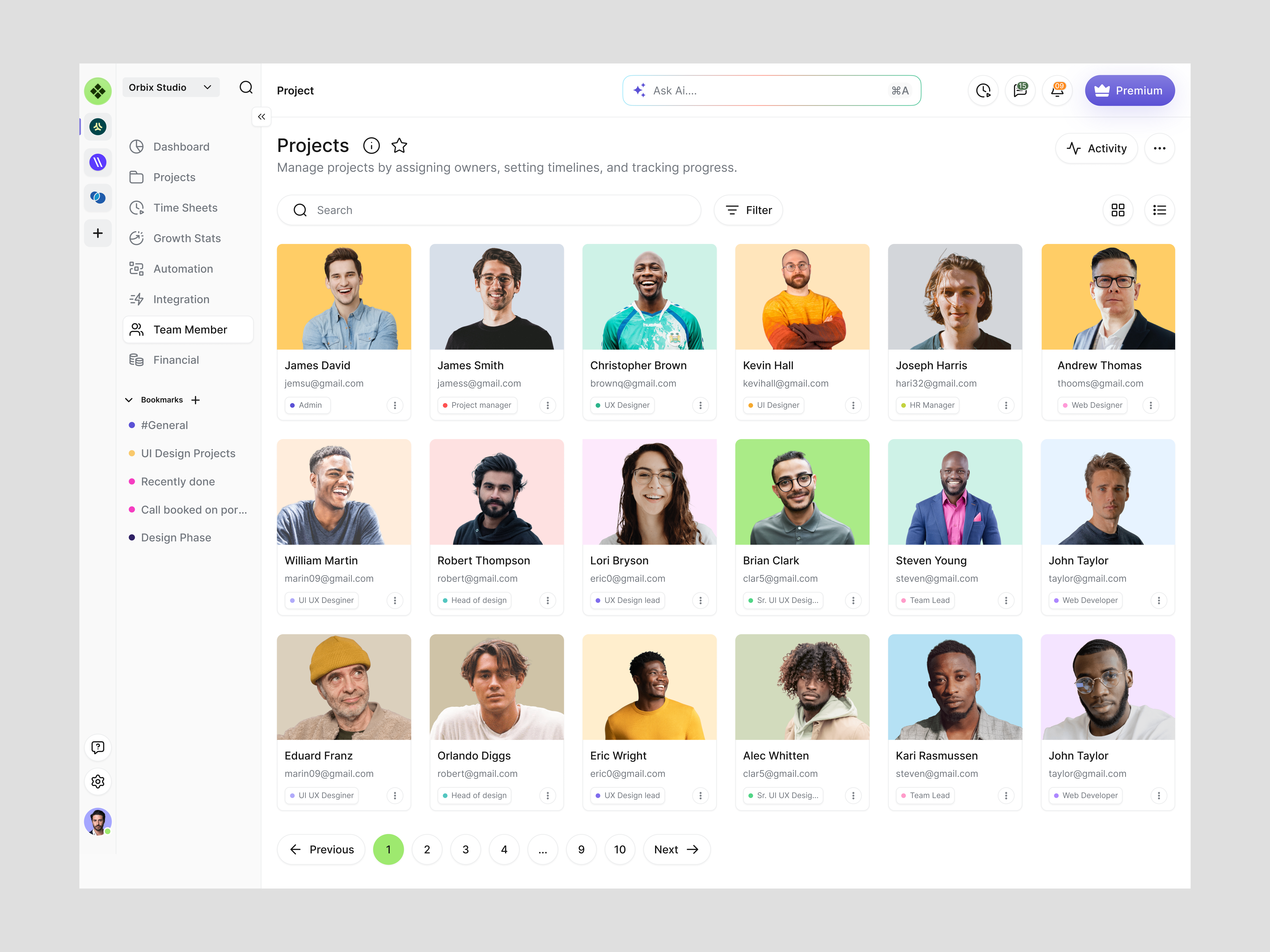 Project Management Dashboard – Team Members Overview dashboard design dashboard ui finance dashboard hr management dashboard management app management dashboard management tool design product design project management project management dashboard project tracking dashboard saas dashboard design task management task management dashboard team overview section web web app design website design workspace management platform