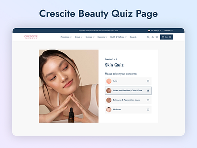 Crescite Beauty Skincare Quiz Page Redesign beauty brand cosmetics crescite designkast ecommerce landing page minimal design minimalism product page product website quiz quiz page shopify skin care website skincare uiux uiux design ux audit warm wellness