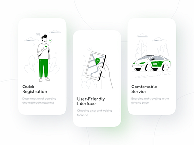 Illustrations for the KR TAXI app application art car concept design drive illustration taxi ui ux