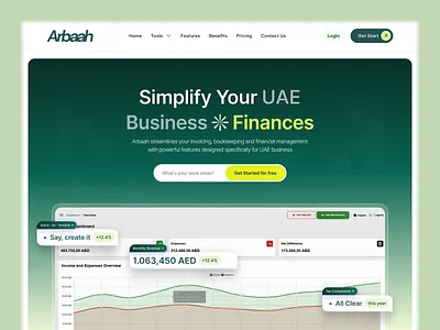 Arbaah — Business Finances Landing Page Design branding custom website design figma design figma website fullstack development fullstack website graphic design logo ui ui ux design user interface design ux web design webflow design webflow development website design website mockup wordpress website