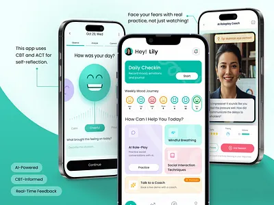 A Modern Platform for Emotional Strength & Clarity ai ai powered branding cbt based mentalhealth mood tracking self care ui wellness tech