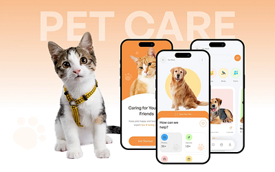 Pet Care Mobile App animal app app design cat app clean cute pets furry friends login screen mobile mobile design modern pet app pet app design pet grooming pet management pet services petcare petcare app shopping user interface ux design