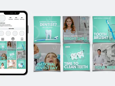 Modern Instagram Feed branding dental design facebook feed graphic design healtcare instagram linkedin logo social media post vector