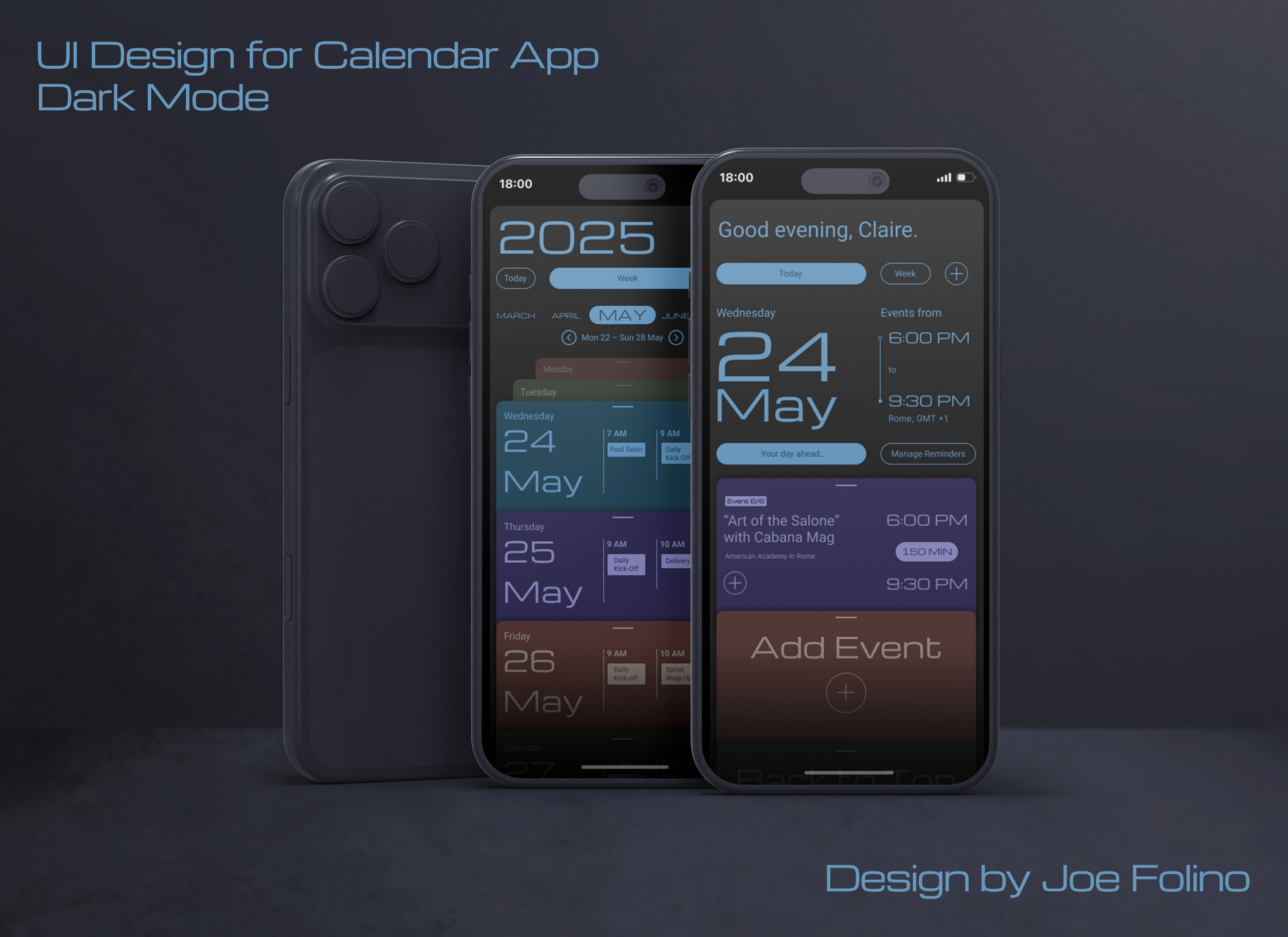 Dark Mode UI Design for Mobile Calendar App dark mode typography ui ui design uxui