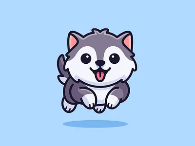 Cute Running Dog Illustration adorable alaskan malamute alfrey davilla cute cute mascot dog fun happy illustration illustrative logo joyful jumping lovely mascot mascot logo playful puppy running siberian husky vaneltia