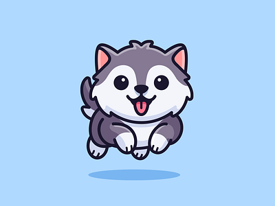 Cute Running Dog Illustration adorable alaskan malamute alfrey davilla cute cute mascot dog fun happy illustration illustrative logo joyful jumping lovely mascot mascot logo playful puppy running siberian husky vaneltia