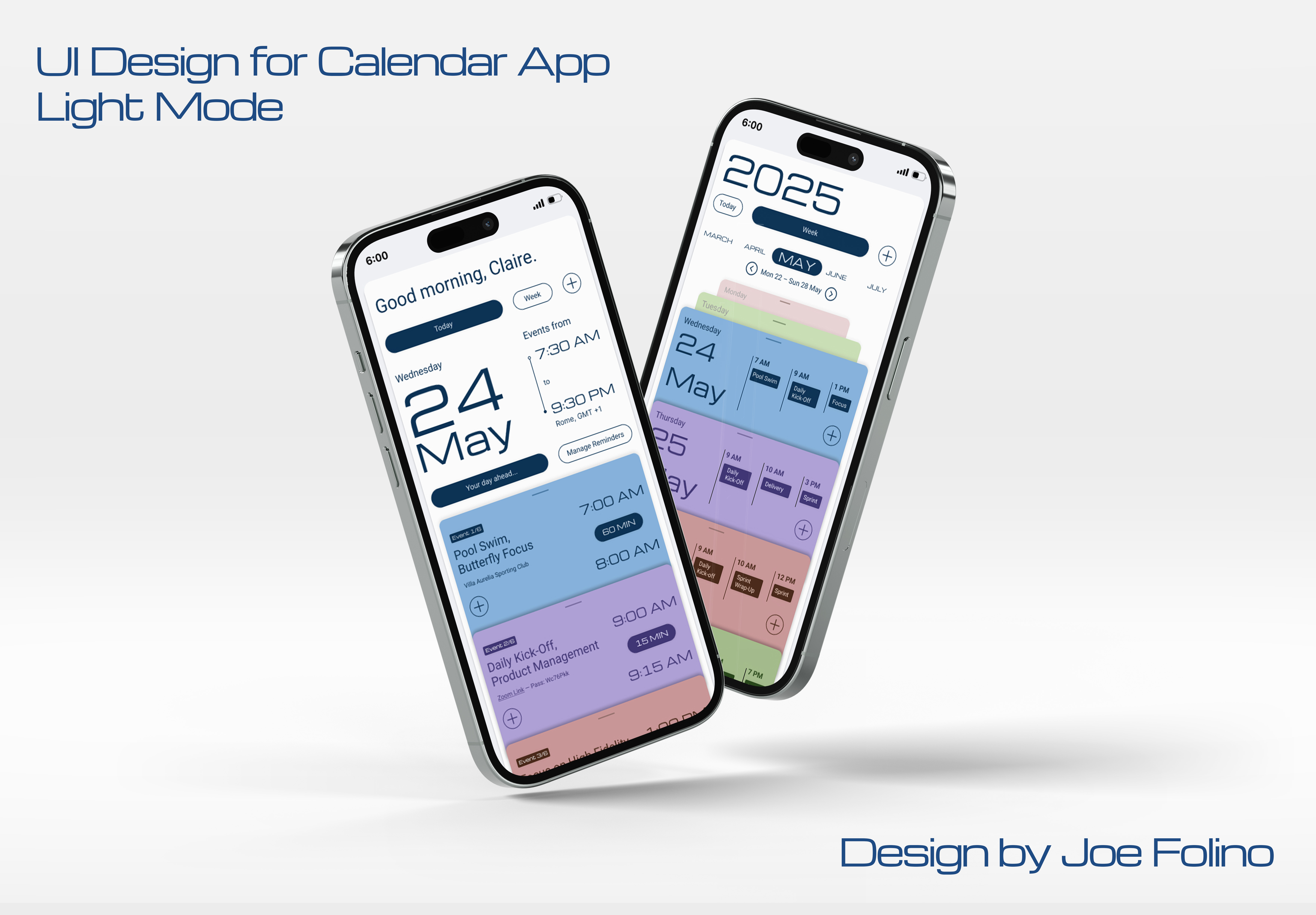 Light Mode UI Design for Mobile Calendar App branding light mode mobile app product design typography ui uxui
