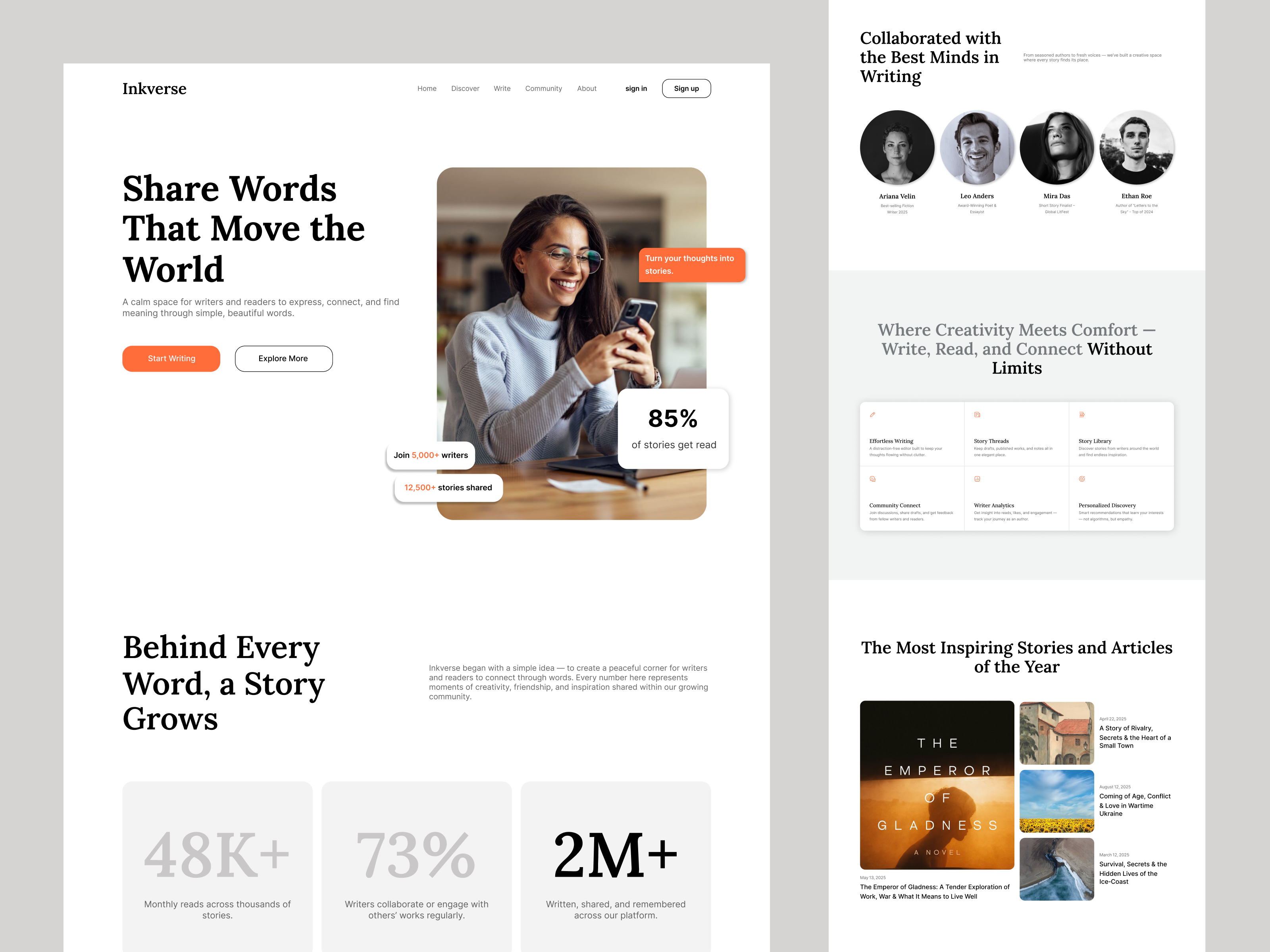 Minimal Landing Page Design — Clean Website layout, modern UI. blog website clean ui landing page minimal minimal design ui ui design uiux ux ux design web design website website design