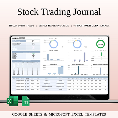 Stock Trading Journal Template for Google Sheets & Excel day trading equities trading equity markets investment tracking market analysis pnl tracking portfolio management stock analytics stock dashboard stock market stock portfolio stock tools stock trading swing trading trade history trade tracker trading journal trading log trading performance trading strategy