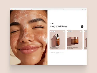 Skincare website brown e commerce figma hero section make up products skincare ui ux web design website women
