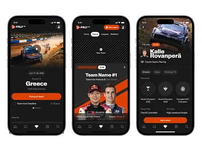 Rally – WRC iOS app concept animation app automotive concept design figma graphic design ios mobile motion graphics motor sport ui ux
