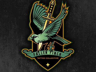 Logo design and illustration chipdavid dagger dogwings drawing finch logo tattoo vector