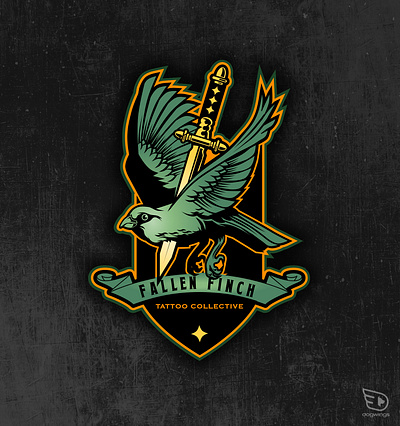Logo design and illustration chipdavid dagger dogwings drawing finch logo tattoo vector