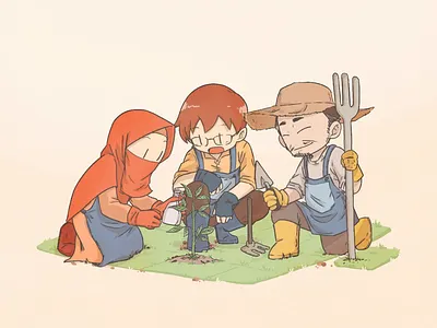 Gardening Together: Growing Plants, Growing Bonds 2d animation animation art artist artwork cartoon character character design comic frame garden gardening illustration