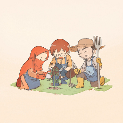 Gardening Together: Growing Plants, Growing Bonds 2d animation animation art artist artwork cartoon character character design comic frame garden gardening illustration