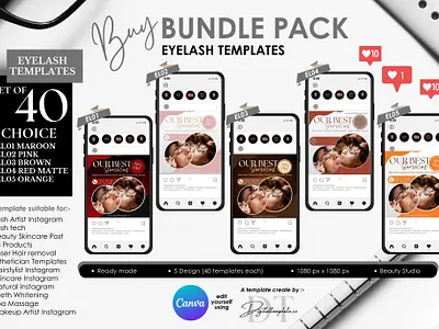 Lash Tech Social Media design beauty business branding canva templates graphic design lash tech makeup class social media