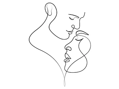 Romantic one-line couple illustration. branding design graphic design illustration illustration art line art one line art vector