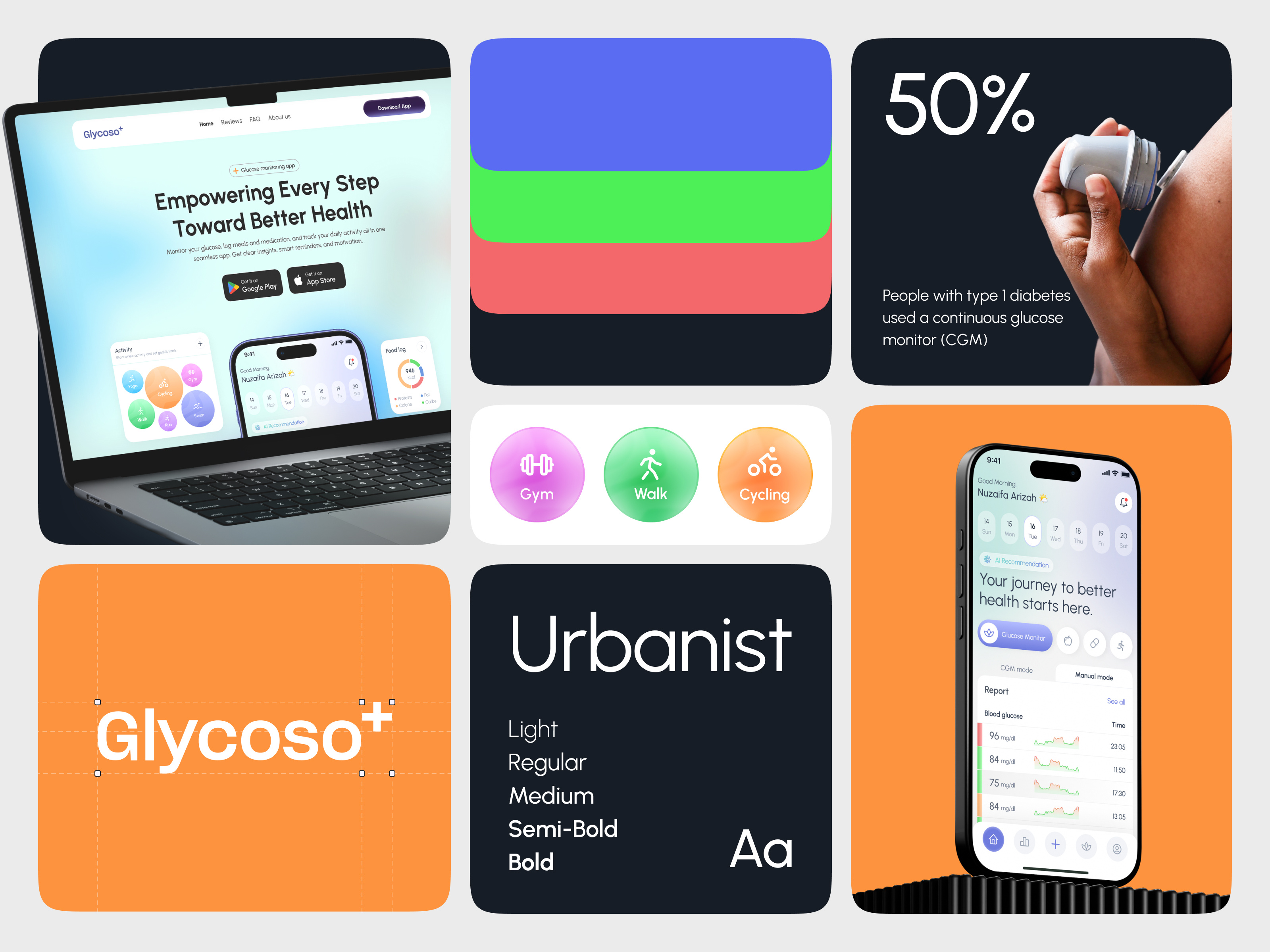 Branding Design For Healthcare App ai healthcare brand identity branding color palette design diabetic app focotik healthcare healthcare branding illustration logo medical branding ui ui design ui ux design uiux user experience website design wellness branding