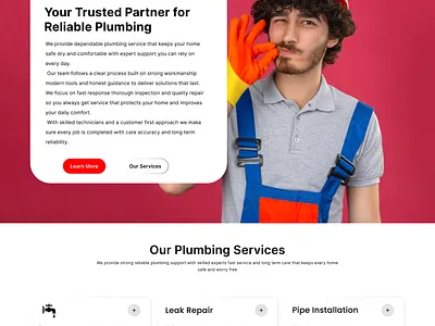 Modern Plumbing Service Landing Page UI dribbble shot figma design graphic design homepage design landing page design plumbing landing page ui ui design uiux web design website ui