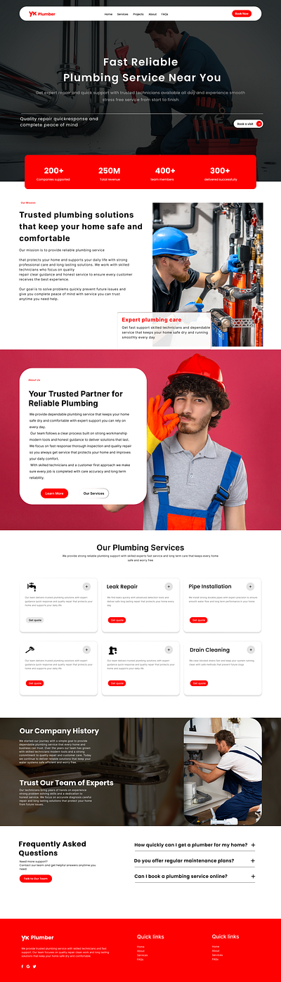 Modern Plumbing Service Landing Page UI dribbble shot figma design graphic design homepage design landing page design plumbing landing page ui ui design uiux web design website ui