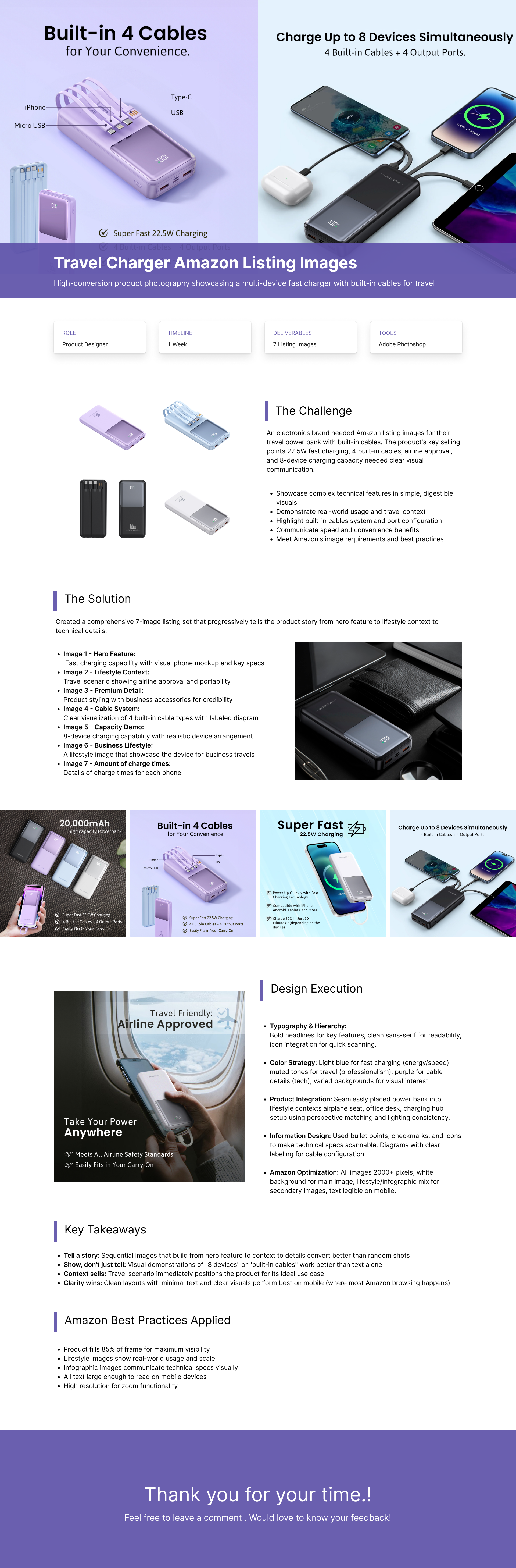 Travel Power Bank Amazon Listing | Product Design amazon amazon listing branding commercial photography e commerce design graphic design infographic design photo manipulation tech product