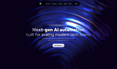 NextGen AI SaaS Website - Hero Section 3d waves ai animation artist chatgpt colors framer framer design hover effect ok premium website ripple saas startup tech unicorn studio waves webflow webgl website