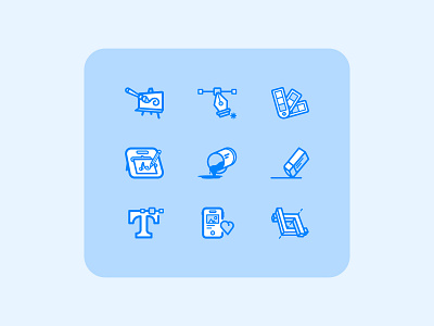 Creative Tools Iconset — Blue Edition 🎨 blueaesthetic branding cleanui consistency creativedesign designprocess designsystem flatdesign graphicdesign iconography icons iconset illustrator linedesign luwo.designs minimaldesign outlineicons uidesign uidesigninspiration vectorart